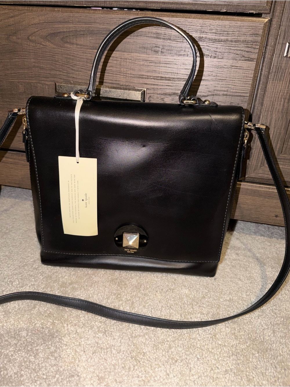 Kate spade Classic Black Leather Top-Handle Crossbody Bag